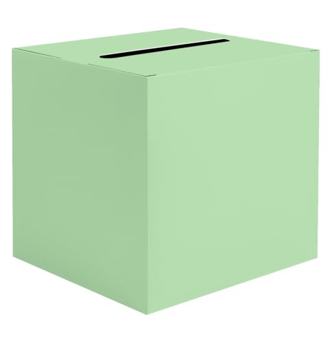 SietDESEO Sage Green Card Box for Graduation Large Gift Card Box Holder 9.8" x 9.8" Money Cards Box Diy Card Box for Wedding Reception Baby Shower Birthday Cards Box Holder - color: SAGE GREEN CARD BOX, size: 9.8 X 9.8 X 9.8 INCH