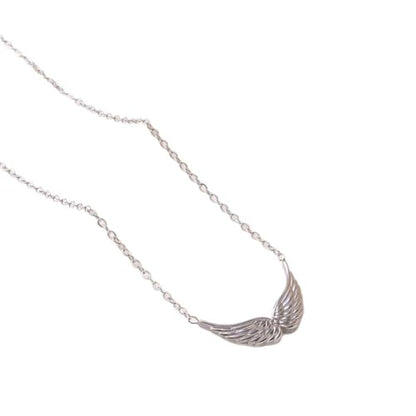 Silver/Gold Plated Angel Wing Pendant Necklace for Women Men | 18K Gold Guardian Angel Wings Feather Necklace Stainless Steel Simple Minimalist Necklaces Birthday Christmas Jewelry Gifts - color: Silver
