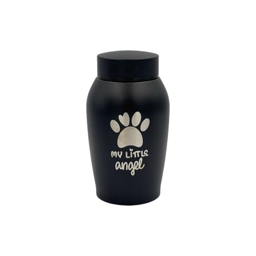 Pet Cremation Urn Engraved Stainless Steel | for Medium Pets up to 70 Pounds | Black | Beautiful Memorial for Dogs, Cats, Birds, Rabbits, Horses, and More - color: Black - My Little Angel, size: Medium