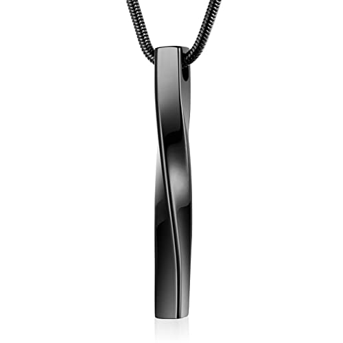abooxiu Cremation Jewelry for Ashes Twist Ashes Necklace Urn Necklace for Ashes Cremation Necklace Stainless Steel Urn Pendant Memorial Keepsake for Women Men - color: Black, style: Non-engraving