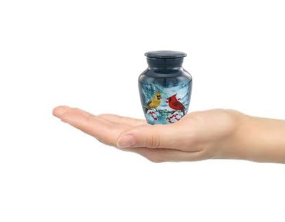 Immortal Memories Mini Cardinal Urn - Cozy Cardinals Sharing Urn with Velvet Case & Bag, Gray (CC-K Keepsake) - size: Keepsake