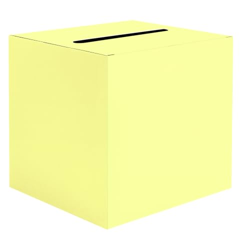 SietDESEO Yellow Card Box with Slot Money Gift Card Box Holder for Party Wedding Reception Birthday Graduation Bridal Shower Baby Shower Diaper Raffle Box - color: YELLOW CARD BOX, size: 7.8 X 7.8 X 7.8 INCH