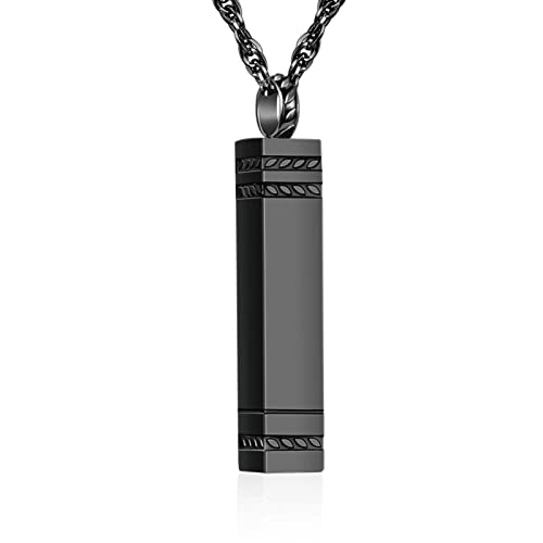 abooxiu Urn Necklace for Ashes Memorial Cremation Jewelry for Ashes Stainless Steel Ashes Jewelry Cube Ashes Necklace Bar Urn Pendant for Women Men - style: Black
