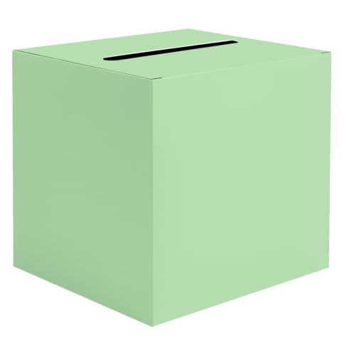 SietDESEO Sage Green Card Box with Slot Money Gift Card Box Holder for Party Wedding Reception Birthday Graduation Bridal Shower Baby Shower Diaper Raffle Box - color: SAGE GREEN CARD BOX, size: 7.8 X 7.8 X 7.8 INCH