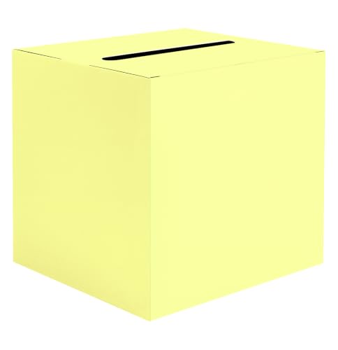 SietDESEO Yellow Card Box for Graduation Large Gift Card Box Holder 9.8" x 9.8" Money Cards Box Diy Card Box for Wedding Reception Baby Shower Birthday Cards Box Holder - color: YELLOW CARD BOX, size: 1 Count (Pack of 1)