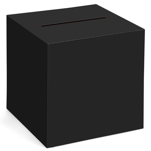 Black Card Box with Slot 10'' Receiving Money Box for Party Reception Wedding Anniversary Birthday Baby Showers Graduation Table Centerpiece Decorations - color: 10'' Black