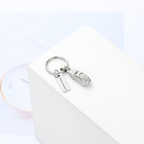 XSMZB Mini Car Cremation Jewelry Memorial Urn Necklace for Ashes Stainless Steel Pendant Human Pet Ashes Holder Keepsake Gift for Men Women - color: Silver Keychain