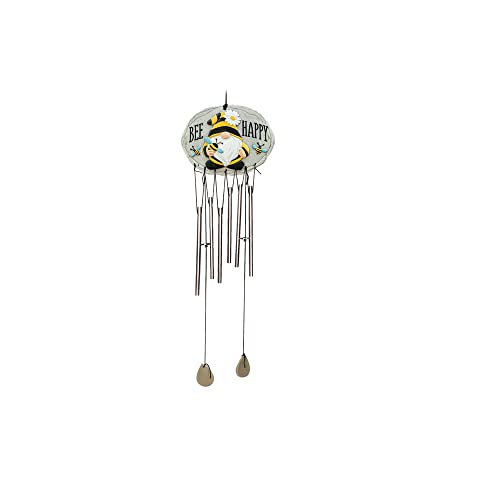 Spoontiques Bee Gnome Wind Chime - Outdoor Garden Décor - Decorative Chimes for Yard, Garden, Backyard and Patio Decoration - color: Bee Gnome Metal