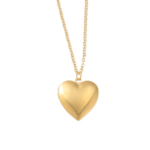 Gold Love Heart Locket Necklace Photo Locket Necklace