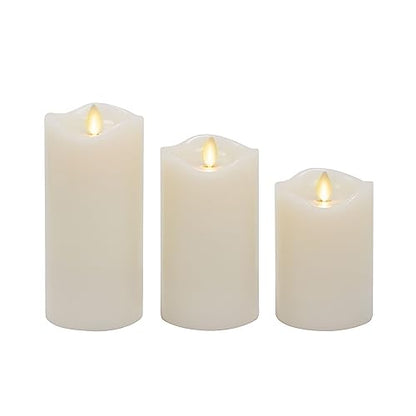 Matchless Candle Co. Flameless Moving Flame Pillars, Unscented Wax Melted Edge, AA Batteries - color: Ivory