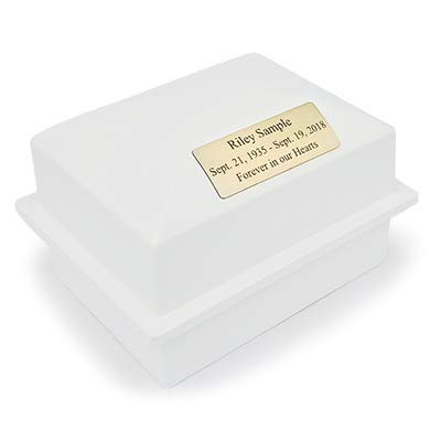 Urn Vault, Coronet, White with Nameplate | Holds Adult Human Ashes and Cremation Urns, For Cemetery and Ground Burials, Made in The USA - color: White with Nameplate, size: Small