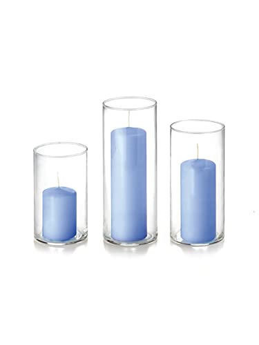 yummi Set of 36 Slim Pillars and Cylinder Vases - Periwinkle Blue - color: Periwinkle Blue