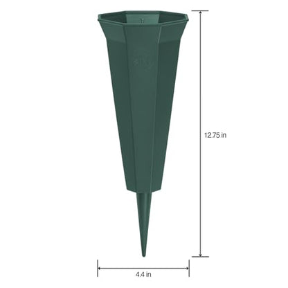 FloraCraft Affinity Plastic Cemetery Vase with Permanent Spike 4.4 inch x 12.75 inch Green