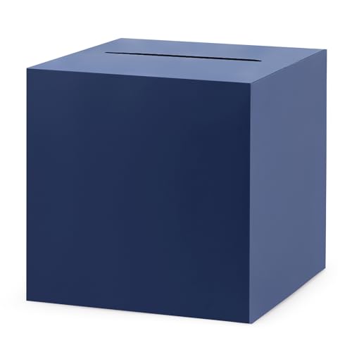 Hooqict Navy Blue Card Box with Slot 9.1" Wedding Favor Gift Card Box for Party, Reception, Graduation, Birthday, Wedding, Bridal or Baby Shower, Raffle Ticket Money Envelope Holder - color: Blue