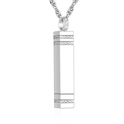 abooxiu Urn Necklace for Ashes Memorial Cremation Jewelry for Ashes Stainless Steel Ashes Jewelry Cube Ashes Necklace Bar Urn Pendant for Women Men - style: Silver
