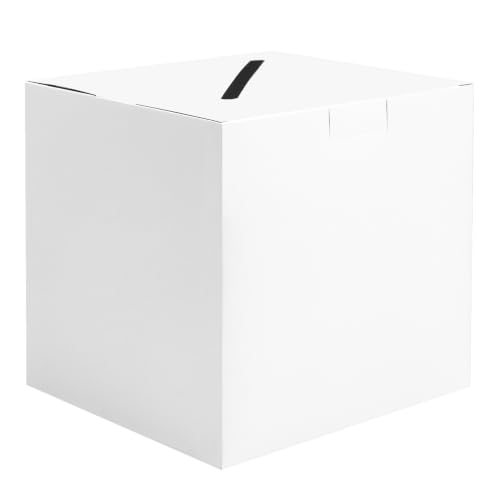 SietDESEO White Card Box with Slot Money Gift Card Box Holder for Party Wedding Reception Birthday Graduation Bridal Shower Baby Shower Diaper Raffle Box - color: WHITE CARD BOX, size: 7.8 X 7.8 X 7.8 INCH
