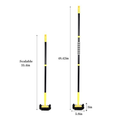 Grout Cleaning Brush with Long Handle - Hard Bristle Hand Held Grout Cleaner Brush for Tile Grout, Shower Cupboard Corner Cleaning