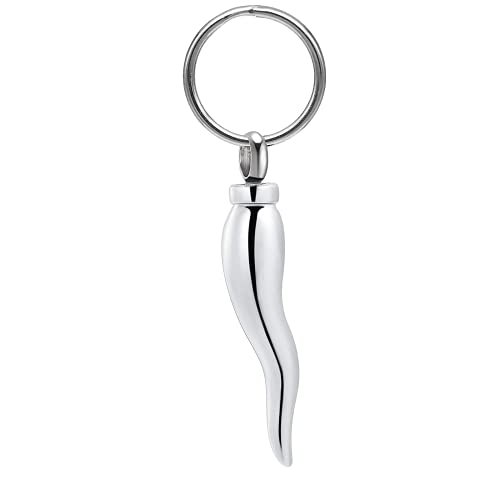 shajwo Cremation Jewelry Urn Necklaces for Ashes Italian Horn Urn Pendant Memorial Keepsake Jewelry for Human Men Women - color: Keychain-silver