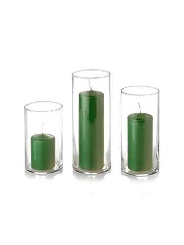 yummi Set of 36 Slim Pillars and Cylinder Vases - Green Tea - color: Green Tea