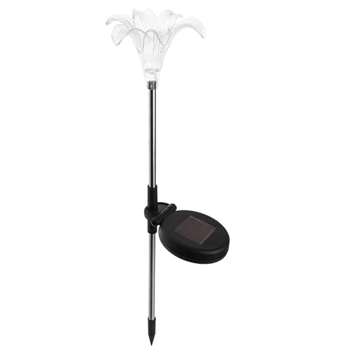 Solar Powered Landscape LED Light Outdoor Waterproof Color Changing Garden Stake Light for Outside Garden Yard Lawn Flowerbed Plant Pathway Christmas Decorations Figurine Lily 1 Pack - style: Lily 1 Pack