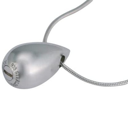 Teardrop Pendant and Necklace for Ashes, Sterling Silver, Cremation Jewelry for Ashes - color: Silver