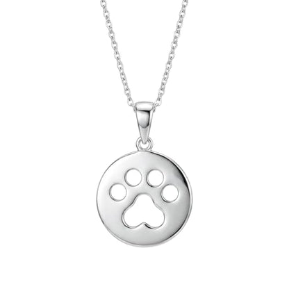 Hawaiian Silver Jewelry 925 Sterling Silver Dog Paw Print Pendant Necklace - style: 925 Sterling Silver
