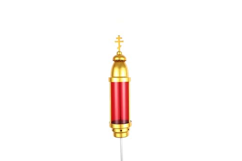 Orthodox Cross Candle Holder for Grave, Cemetery Memorial Light with Spike