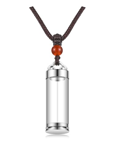 Zysta Cremation Urn Necklace for Ashes Stainless Steel Lucky Clouds Glass Cylinder Urn Necklace Openable Vial Tube Container Memorial Locket Pendant Keepsake Jewelry for Human Pet Ashes