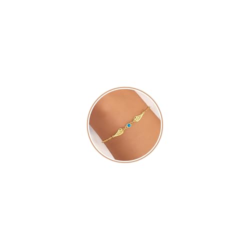 Sympathy Gifts for Loss of Loved One Angel Wing Memory Bracelet Sorry for Your Loss Gifts Gold Plated Birthstone Bracelets for Women Memorial Remembrance Birthday Jewelry - color: 12 December - 2 Wing