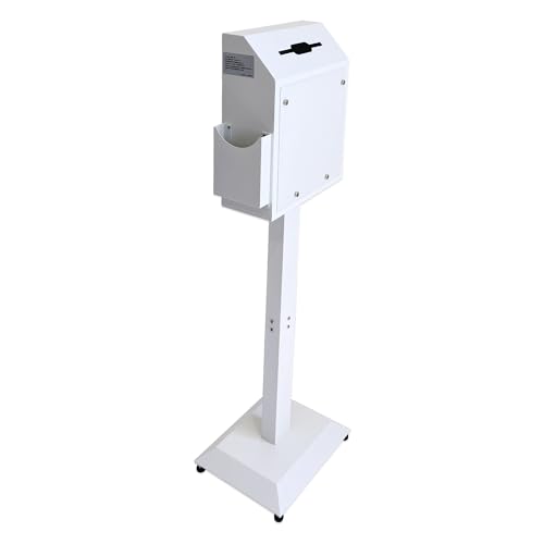 Floor Standing Suggestion & Offering Box with Locking Door | Metal Collection Box for Donations, Ballots, Feedback & Key Return, Ideal for Churches, Schools & Offices, White - color: White