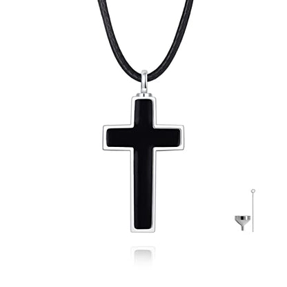 Cross Urn Necklace for ashes 925 Sterling Silver religious Cross Cremation Pendant Jewelry Faith Hope Love Gifts for Men - style: Angel Wings Cross Urn