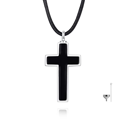 Cross Urn Necklace for ashes 925 Sterling Silver religious Cross Cremation Pendant Jewelry Faith Hope Love Gifts for Men - style: Angel Wings Cross Urn