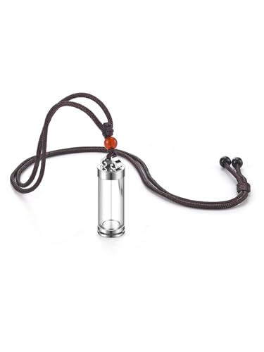Zysta Cremation Urn Necklace for Ashes Stainless Steel Lucky Clouds Glass Cylinder Urn Necklace Openable Vial Tube Container Memorial Locket Pendant Keepsake Jewelry for Human Pet Ashes