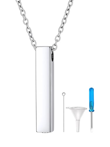 Richsteel Urn Necklaces for Ashes for Women Men Cremation Pendant | Necklace for Ashes Stainless Steel Memorial Jewelry - color: 09-Steel Bar