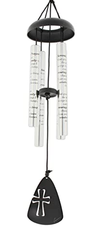 Carson 21" Serenity Prayer Sonnet Windchime - Decorative Indoor/Outdoor Garden Chime (Cross Sail)