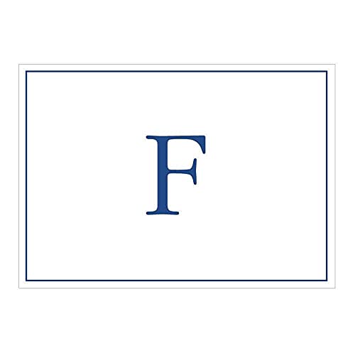 Caspari Navy Embossed Initials Boxed Note Cards in Letter F, 8 Cards & Envelopes - color: Navy F