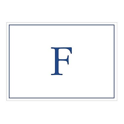 Caspari Navy Embossed Initials Boxed Note Cards in Letter F, 8 Cards & Envelopes - color: Navy F