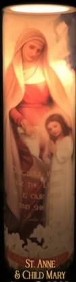 St Anne with Child Mary LED Prayer Candle and Devotional Candle - Child Mary and St. Anne