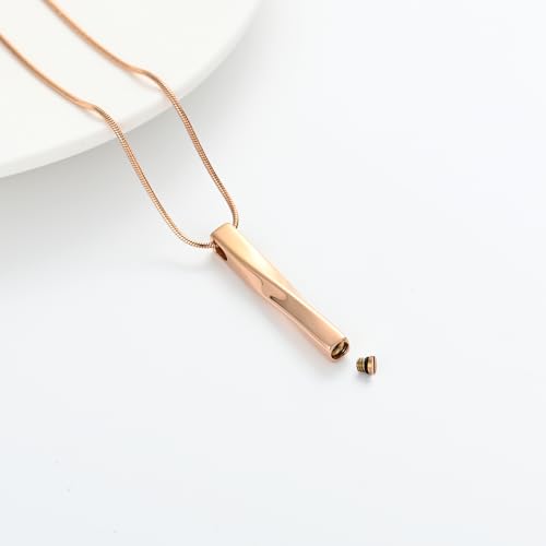 Urn Necklace for Ashes Twist Strip Cremation Jewelry Bar Ashes Necklace Memorial Keepsake Urn Pendant for Women Men Always In My Heart - color: Rose gold-Always