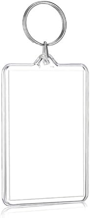 Clear Plastic Picture Frame Keychain Rectangle Shapes Blank Photo Display Plastic Blank Keychain Clip Photo Holder with Split Ring for Insert Photo Albums, Frames and Accessories