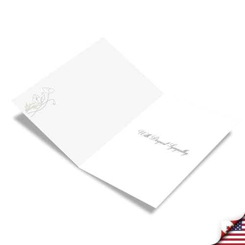 NobleWorks - Sympathy Greeting Card with Envelope (4.63 x 6.75 Inch) - White Ink Florals C8887ESMG - style: White Ink Florals