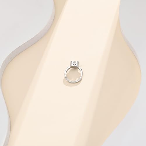 Cremation Jewelry Always in My Heart Heart Urn Ring for Girls Women, Memorial Ashes Keepsake Ring with Crystal Remembrance - color: Silver-Always-6#