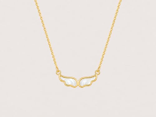 Angel Wings Pearl Necklace for Women - color: Gold