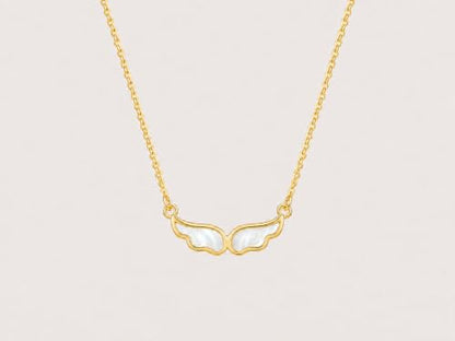 Angel Wings Pearl Necklace for Women - color: Gold