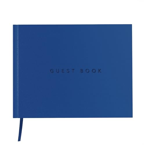 Useful Co. Guest Book for Party, Sign In Book, Leather Cover - Blue | Sign In Book for Memorial Service or Vacation Home, Hardbound Leather Guest Books, House and Party Guest Book, 9 x 7 In - color: Blue