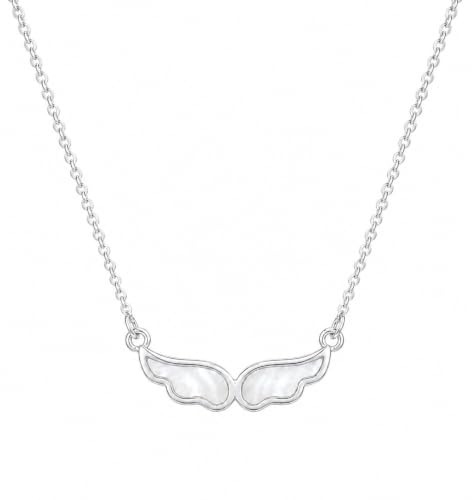 Angel Wings Pearl Necklace for Women - color: Silver