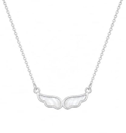 Angel Wings Pearl Necklace for Women - color: Silver