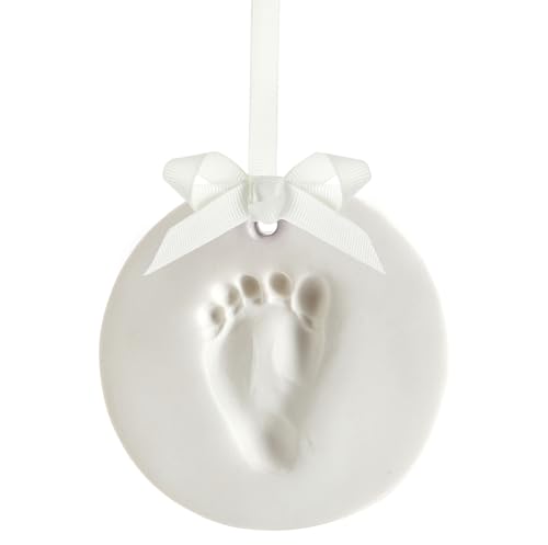Little Pear New Baby Giftset, Rainbow Baby Keepsake Book with Included Ink Pad, Wooden Monthly Milestone Discs, Newborn Clay Handprint and Footprint Hanging Keepsake - color: New Baby Giftset