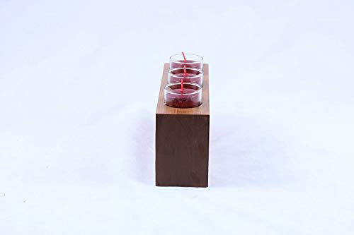 Personalized Memorial Sympathy Votive Funeral Candle Holder Cherry Wood Keepsake Gift Ideas for Loved One (10" Long Three Candle Holder) - size: 10" Long Three Candle Holder