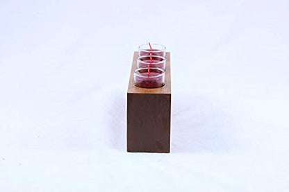 Personalized Memorial Sympathy Votive Funeral Candle Holder Cherry Wood Keepsake Gift Ideas for Loved One (10" Long Three Candle Holder) - size: 10" Long Three Candle Holder